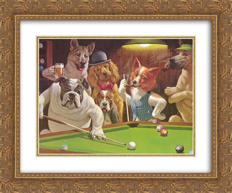 dogs playing pool framed print